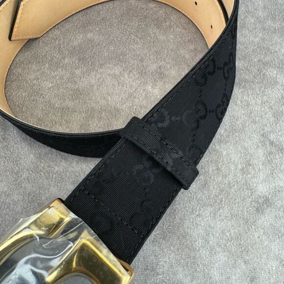 NEW Gucci Black GG Monogram Lurex Canvas Belt - Picture 9 of 13